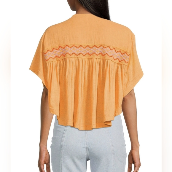 Free People Market Embroidered V-Neck Top - Picture 5 of 9